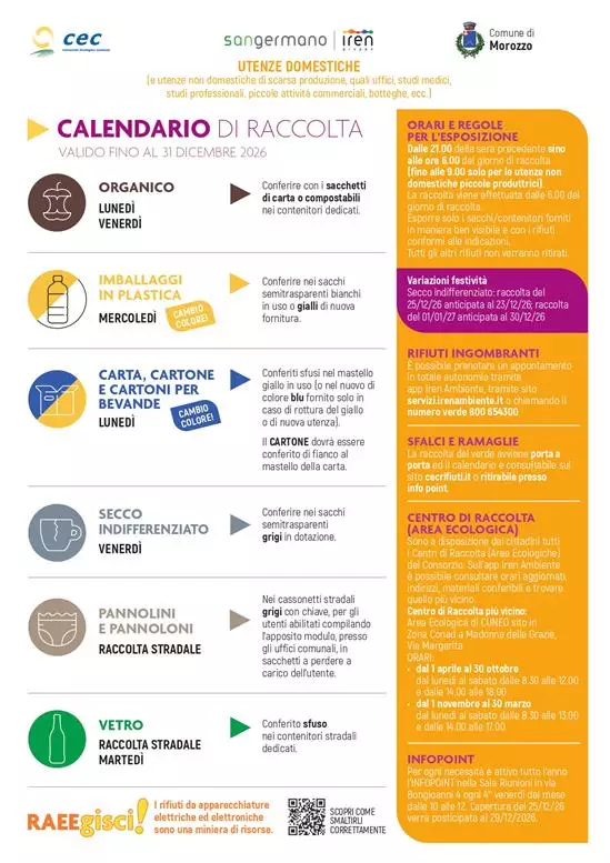 DISTRIBUZONE SACCHETTI RACCOLTA DIFFERENZIATA